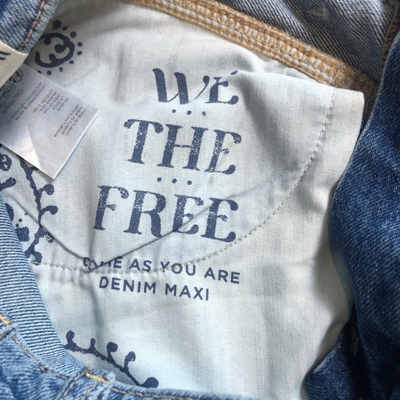 Free People We The Free Come As You Are Denim Maxi Skirt Size 4 Mid Rise NWT - Picture 11 of 14